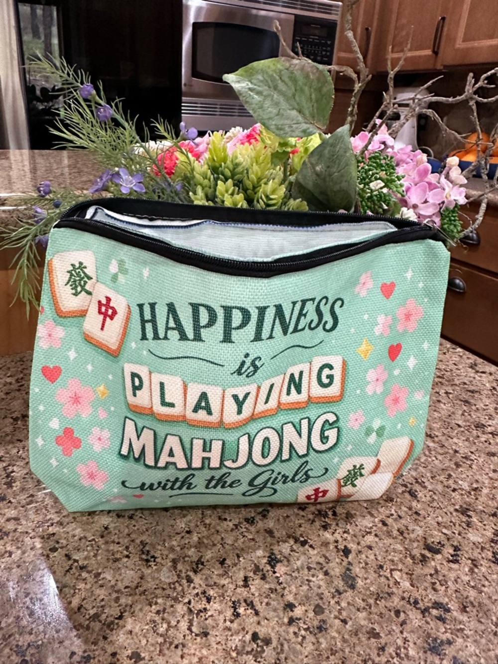 Mahjong card holder and money bag in mint Green, new